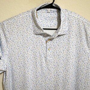 Peter Millar Shirt Mens XL Summer Comfort Golf Polo White Blue Orange Masks